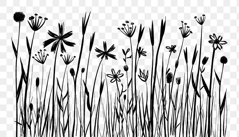 PNG Easy doodles drawings of simple grass illustrated graphics pattern.