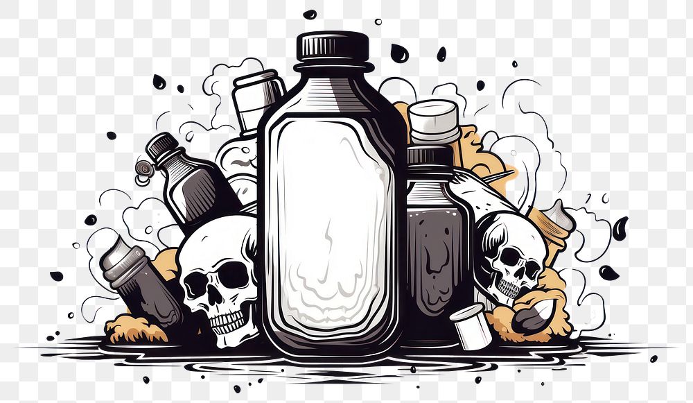 PNG Poison effect illustrated drawing bottle.