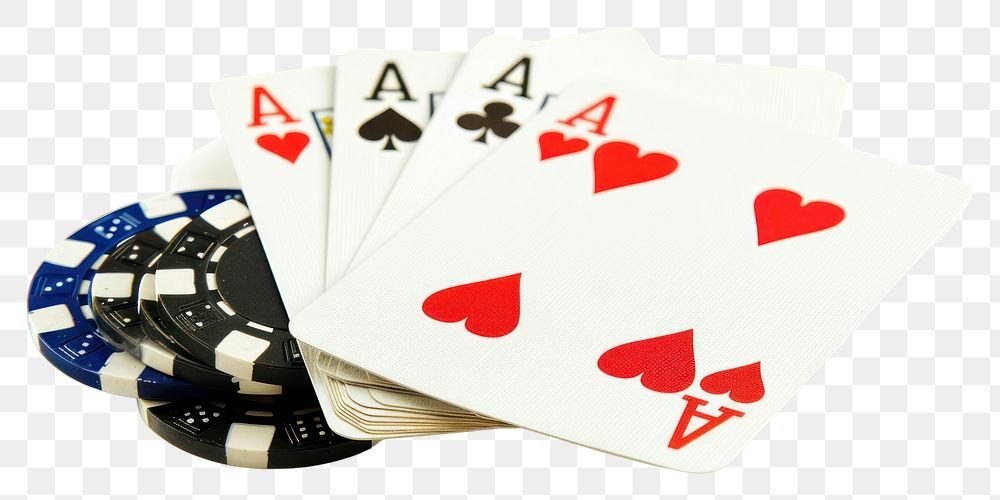 PNG Playing cards four aces poker hand gambling paper game.