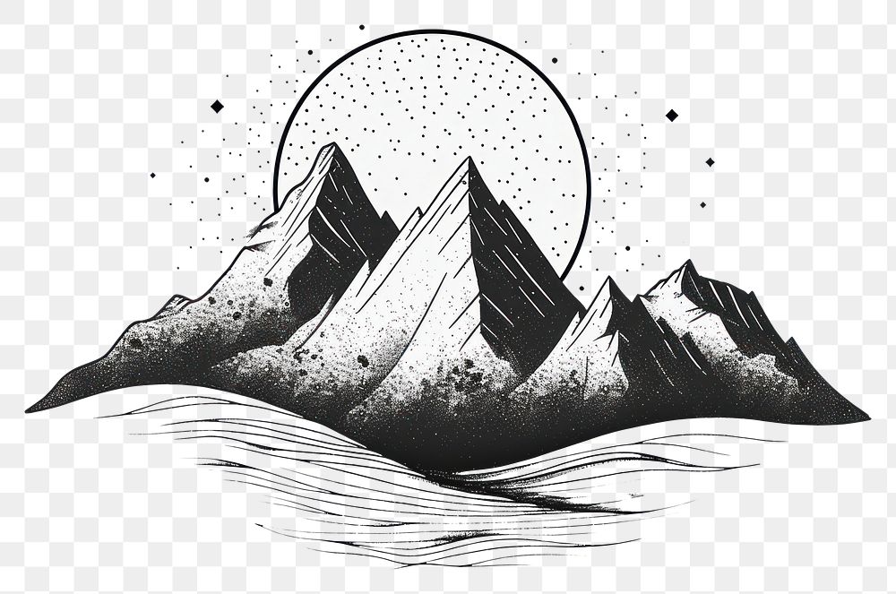 PNG Surreal abstract mountain logo art illustrated drawing.