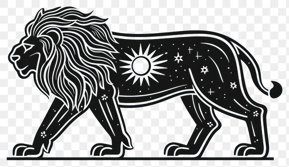 PNG Aesthetic lion walking logo art illustrated wildlife.