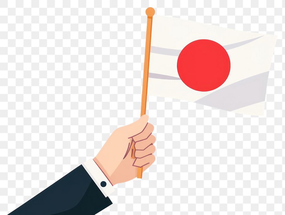 PNG Vector illustration of hand holding japan flag appliance device electrical device.