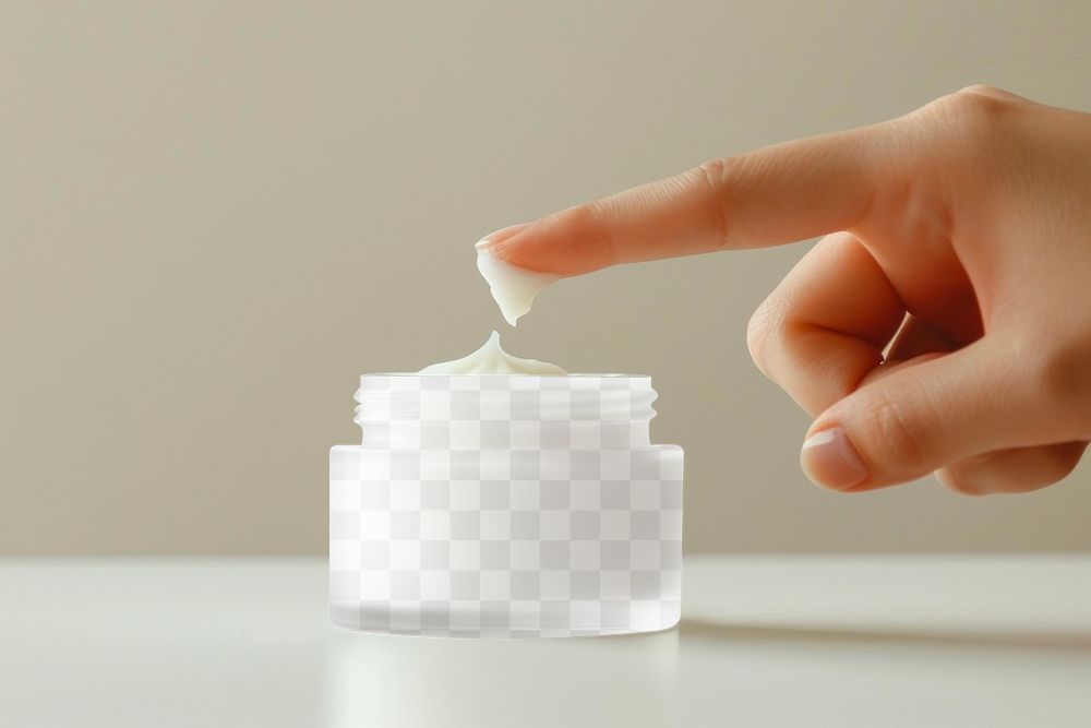 PNG skincare cream jar mockup, transparent design