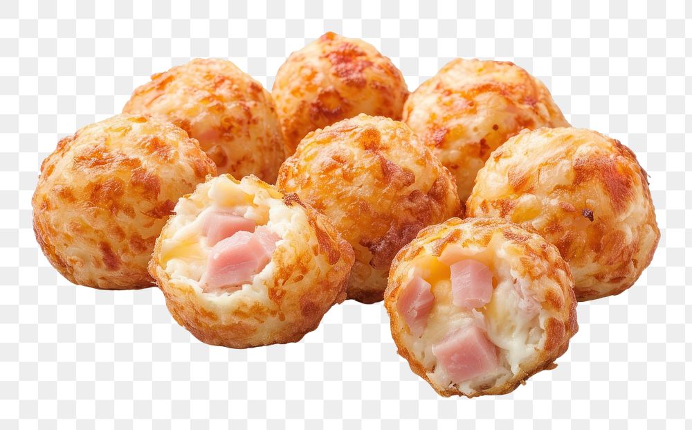 PNG  Ham and cheese puffs meatball bread food.