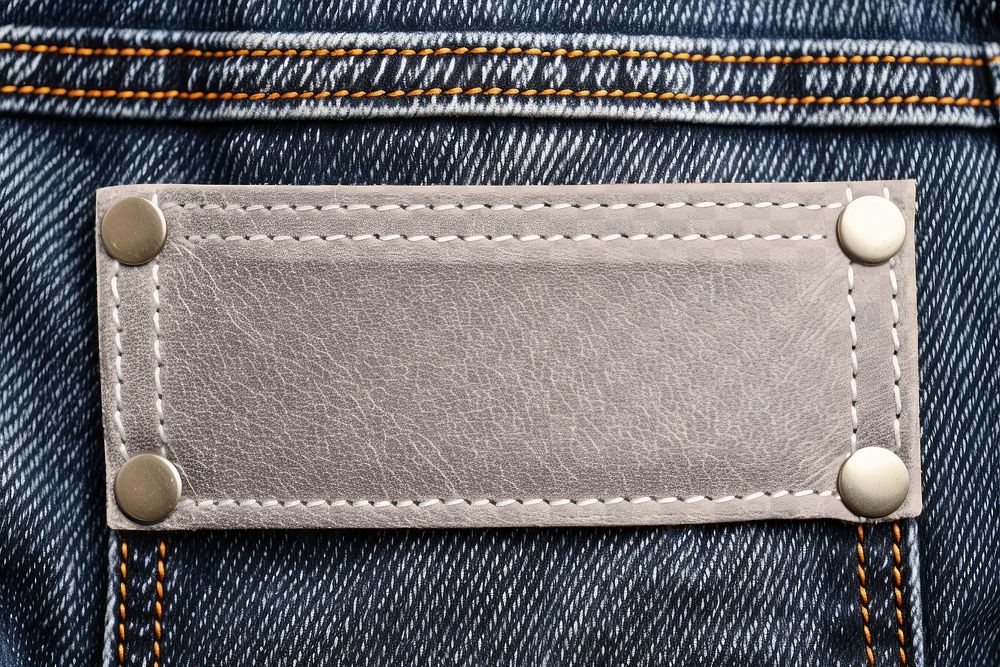 PNG jeans leather label mockup, transparent design