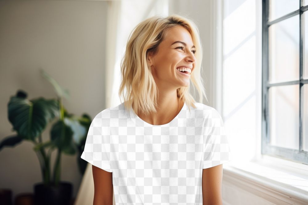 Women's t-shirt png mockup, transparent background