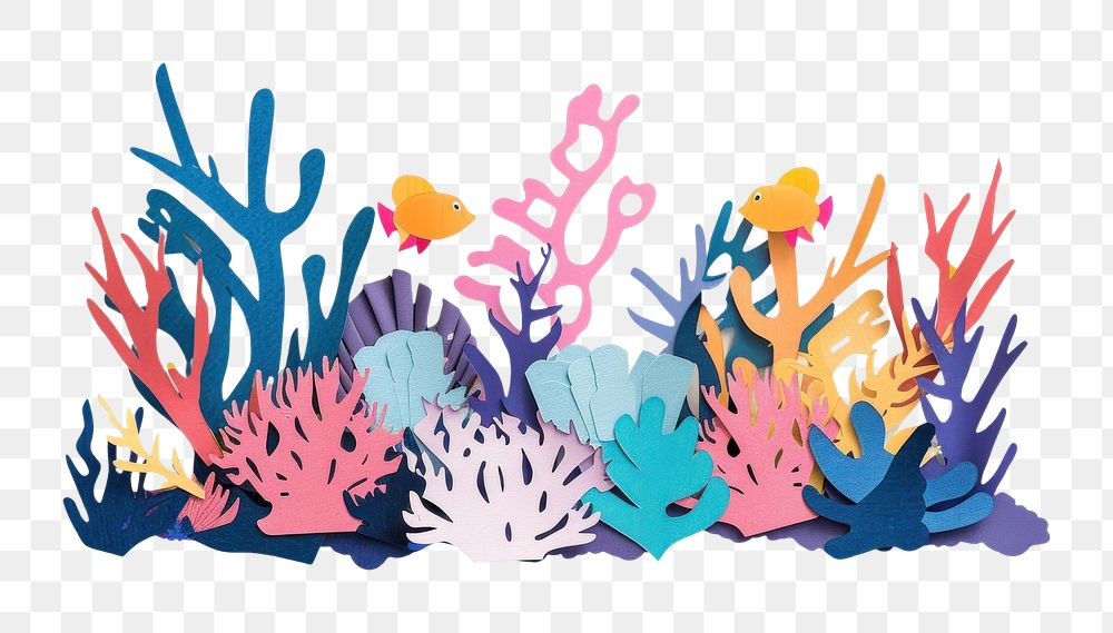 PNG Colorful coral reefs painting paper outdoors