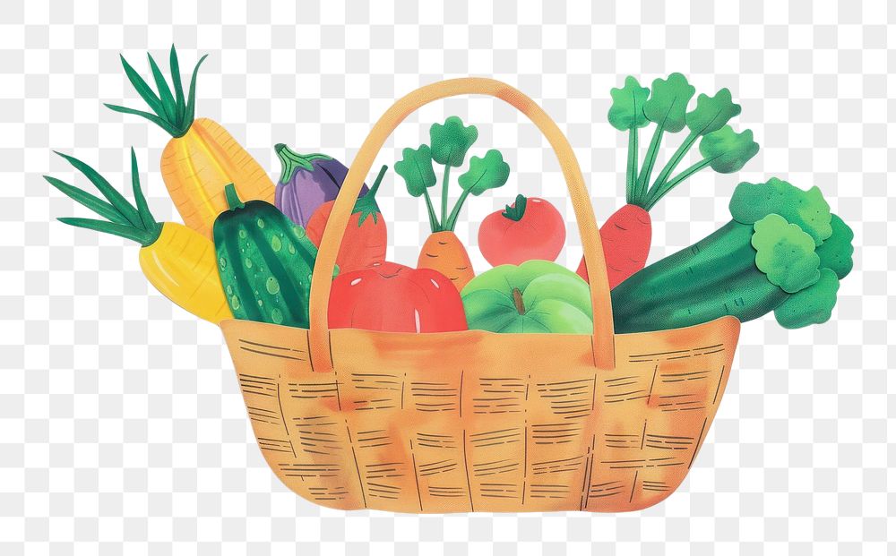 PNG Vegetable basket produce food shopping basket.