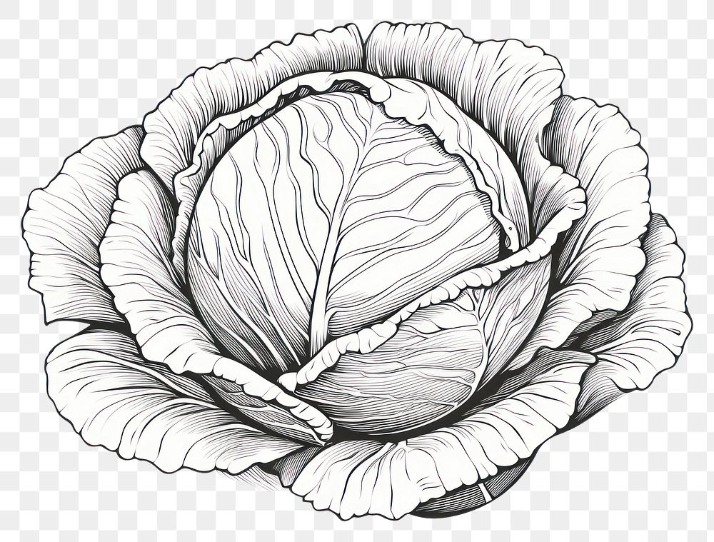 PNG  Cabbage art illustrated vegetable.