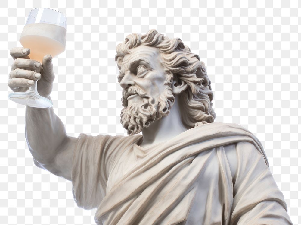 PNG  Greek sculpture drinking statue beverage person.