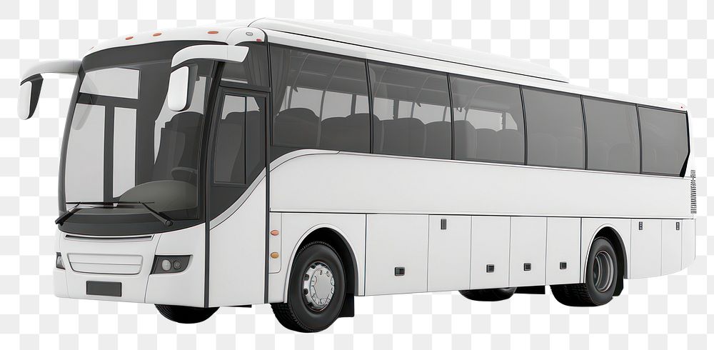 PNG  White coach bus transportation furniture vehicle.