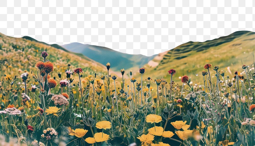 PNG A meadow collage cutouts countryside vegetation asteraceae