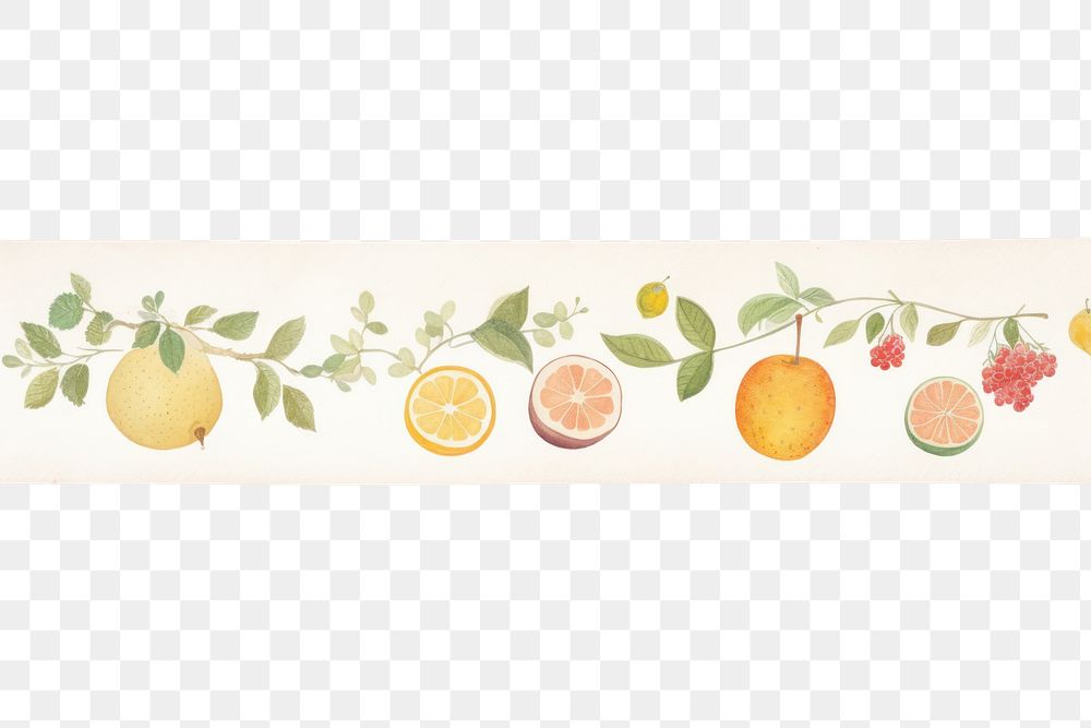 PNG Fruits pattern washi tape grapefruit lemon plant.