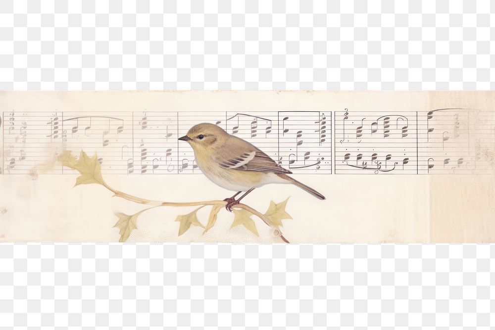 PNG Bird vintage illustration sparrow animal paper.