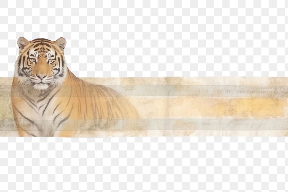 PNG Tiger vintage illustration wildlife animal mammal.