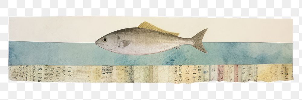 PNG Ocean with fish washi tape animal white background panoramic.