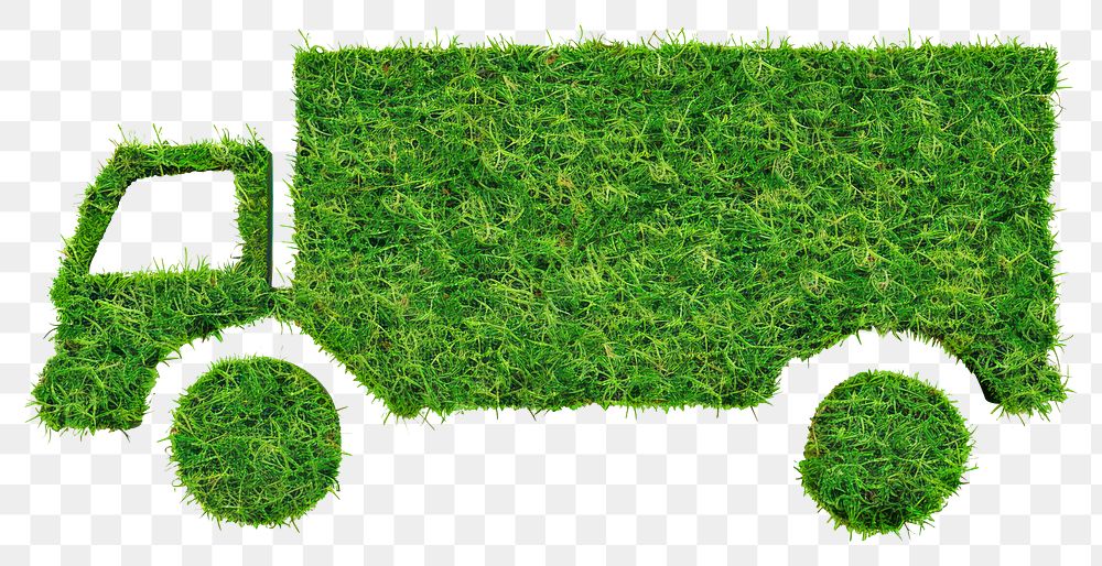 PNG Truck shape lawn grass green blackboard.