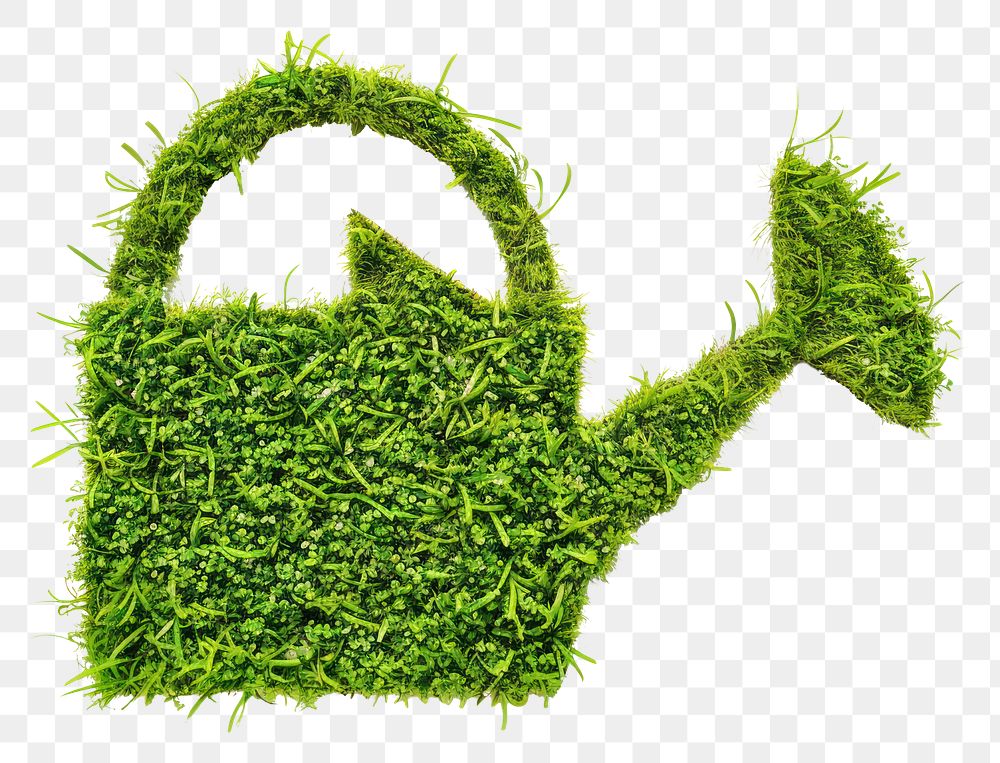 PNG Watering can shape lawn grass green plant.