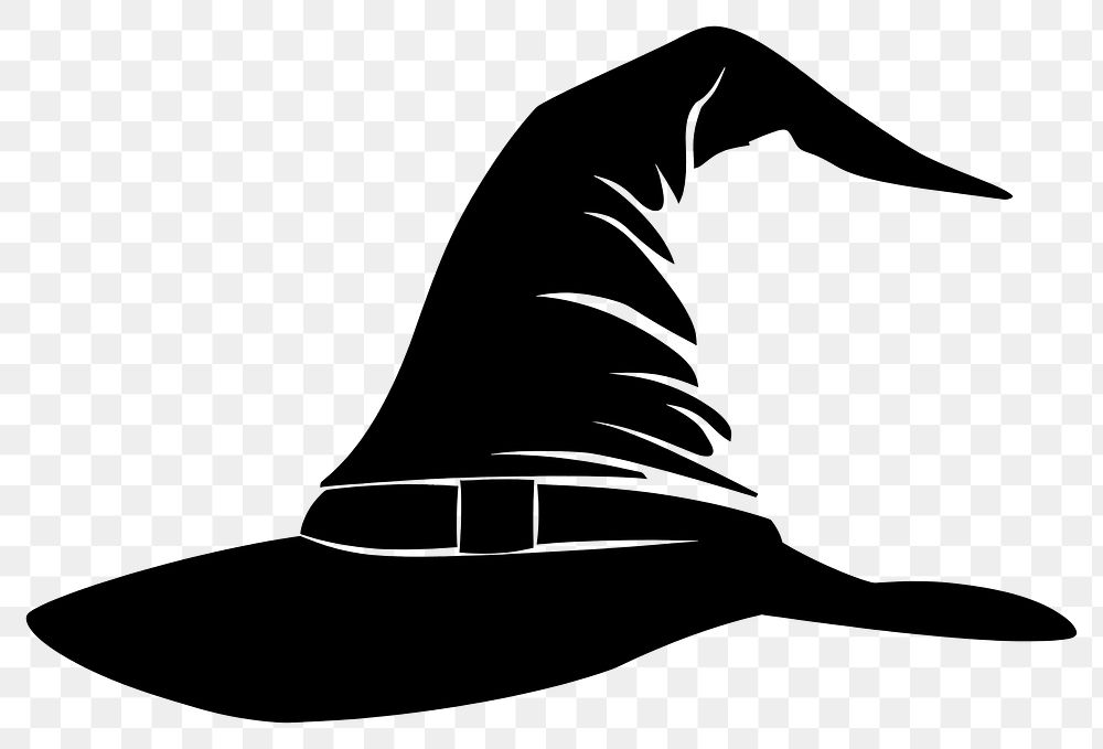 PNG Witch hat silhouette clothing stencil apparel.