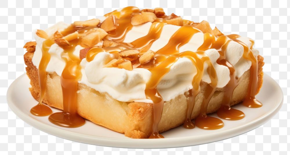PNG  Apple and butterscotch pie dessert caramel cream.