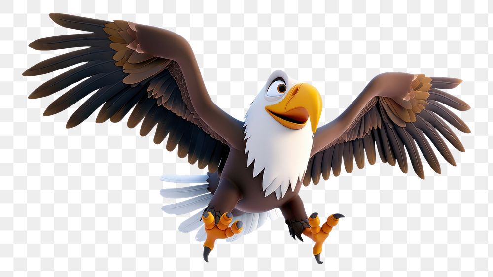 PNG 3D Illustration of flying eagle animal bird beak