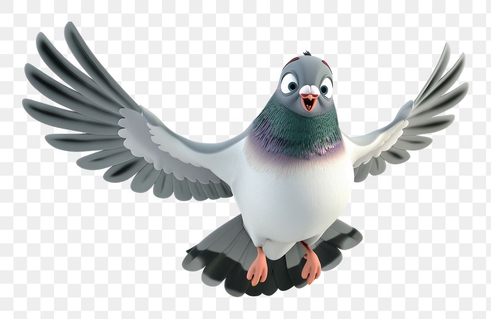 PNG 3D Illustration of flying pigeon animal bird dove.