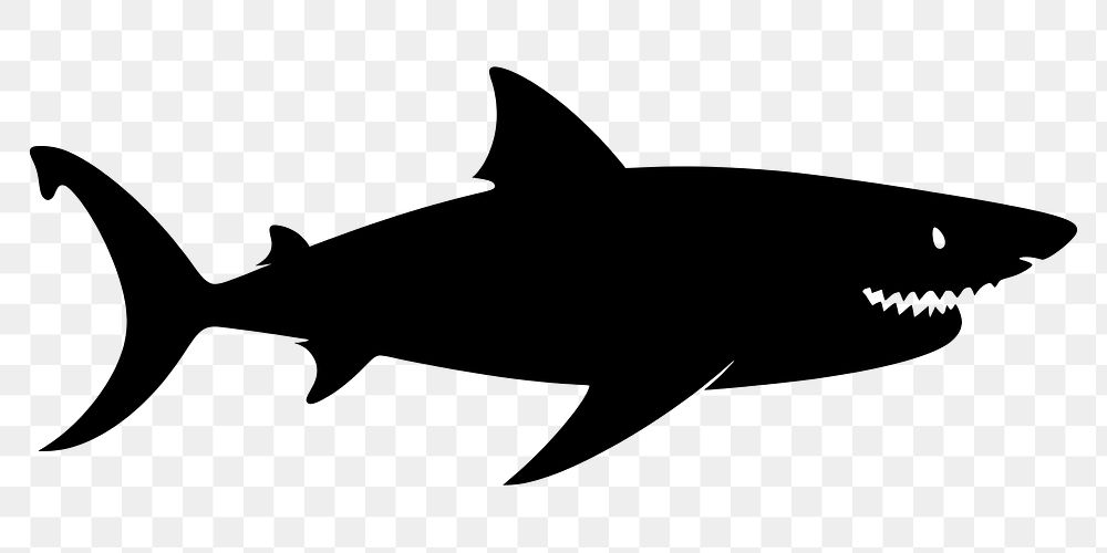 PNG Shark silhouette animal fish sea life.
