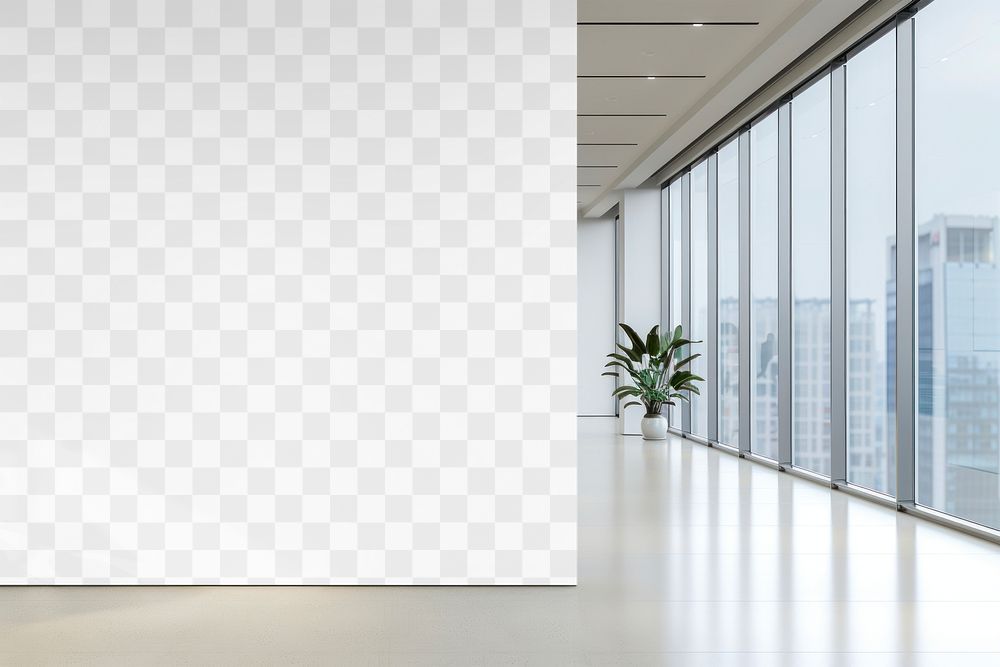 Office wall png mockup, transparent design