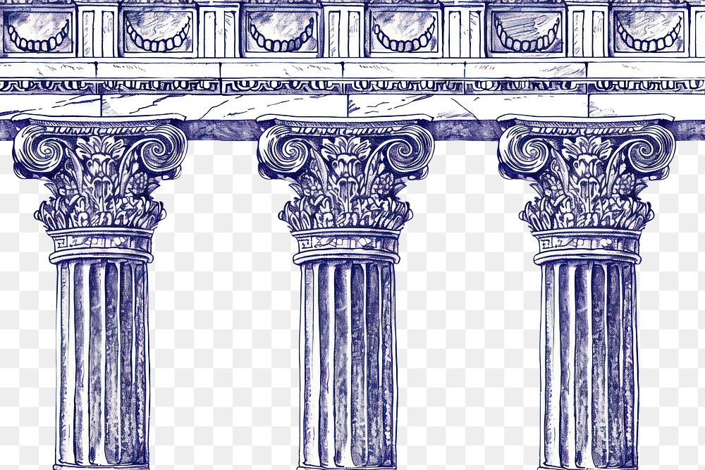 PNG Vintage drawing greek pillars architecture letterbox parthenon.