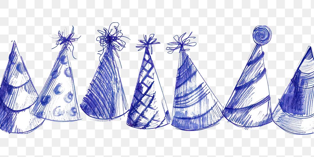 PNG Vintage drawing party hats illustrated clothing apparel