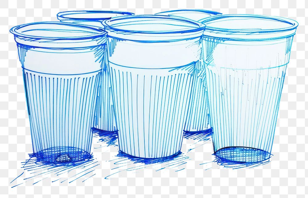 PNG Vintage drawing party plastic cups illustrated sketch bottle.
