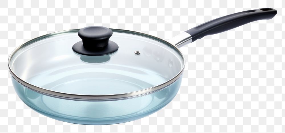 PNG New frying pan and glass lid white background cookware saucepan.