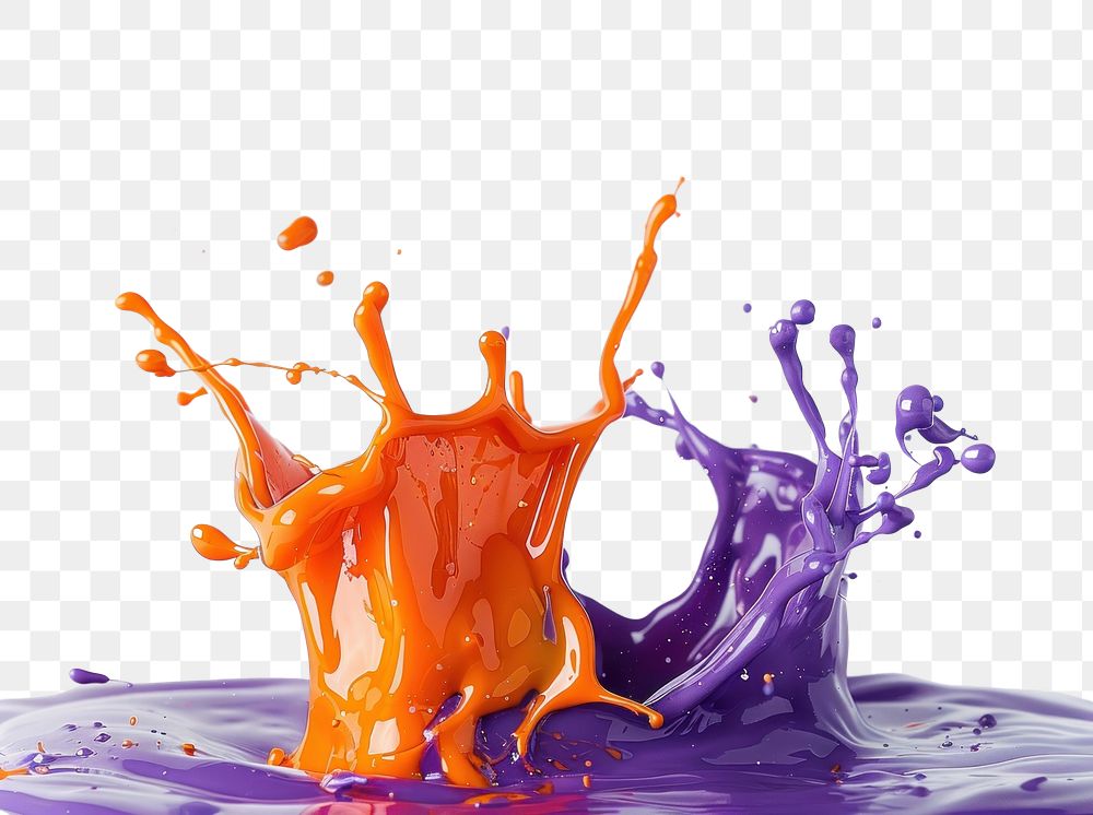 PNG Orange and purple paint splash studio shot splattered creativity.