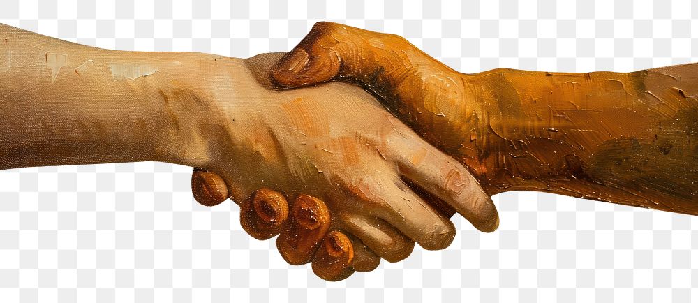 PNG Close up on pale hand shake handshake painting agreement.
