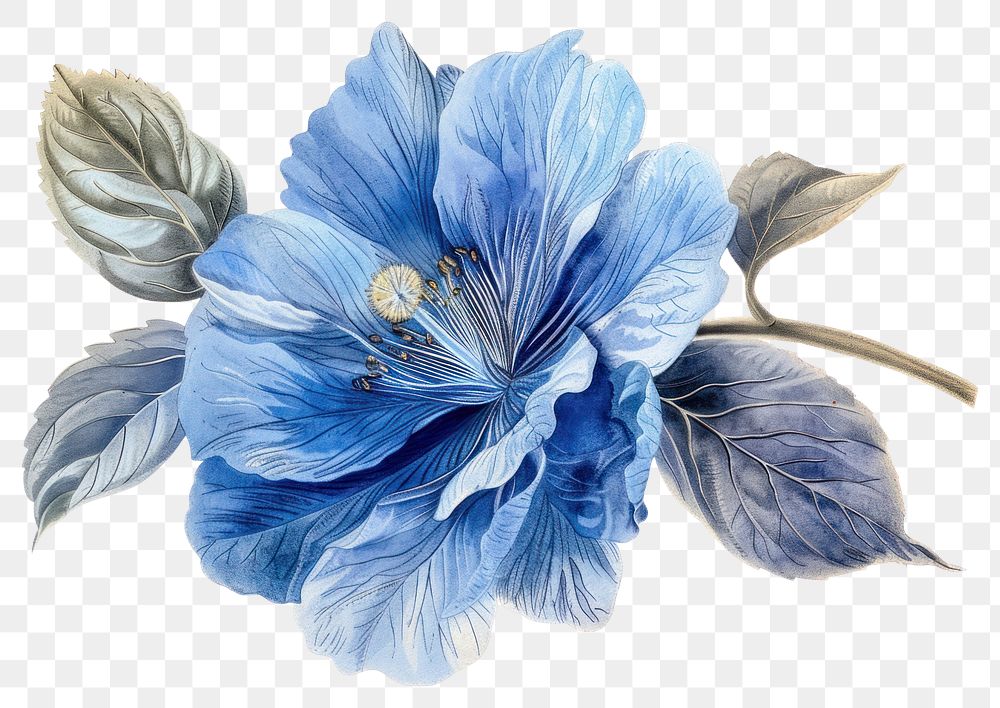 PNG Botanical illustration Blue flower hibiscus blossom