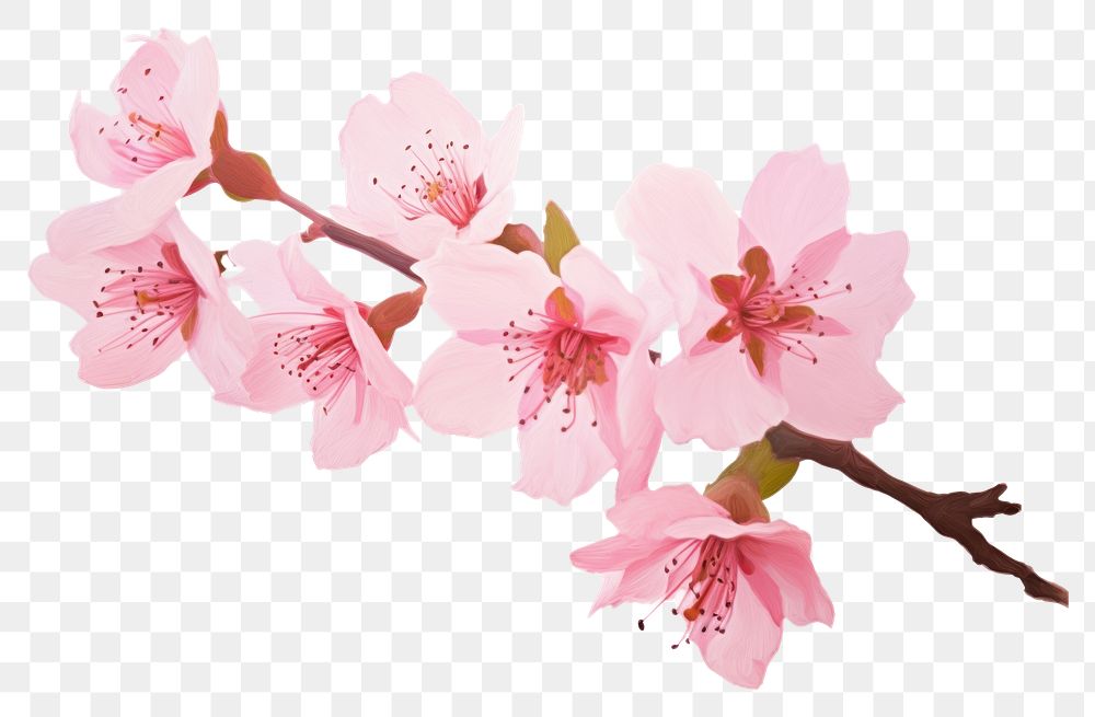 PNG Cherry blossom flower plant white background.