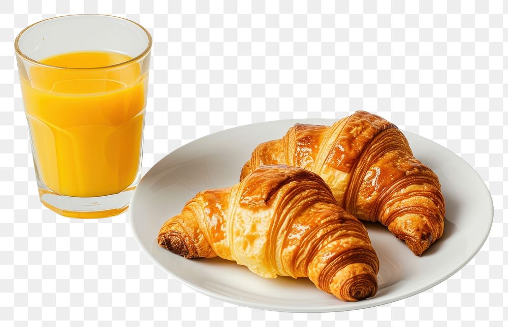 PNG Breakfast with croissants juice bread drink.