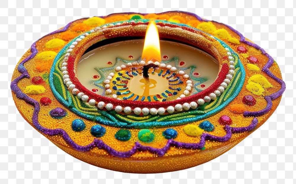 PNG Indian rangoli candle white background celebration creativity.
