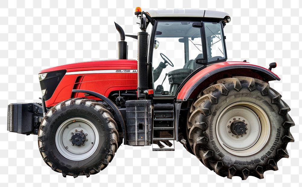 PNG Red farm tractor vehicle wheel white background.