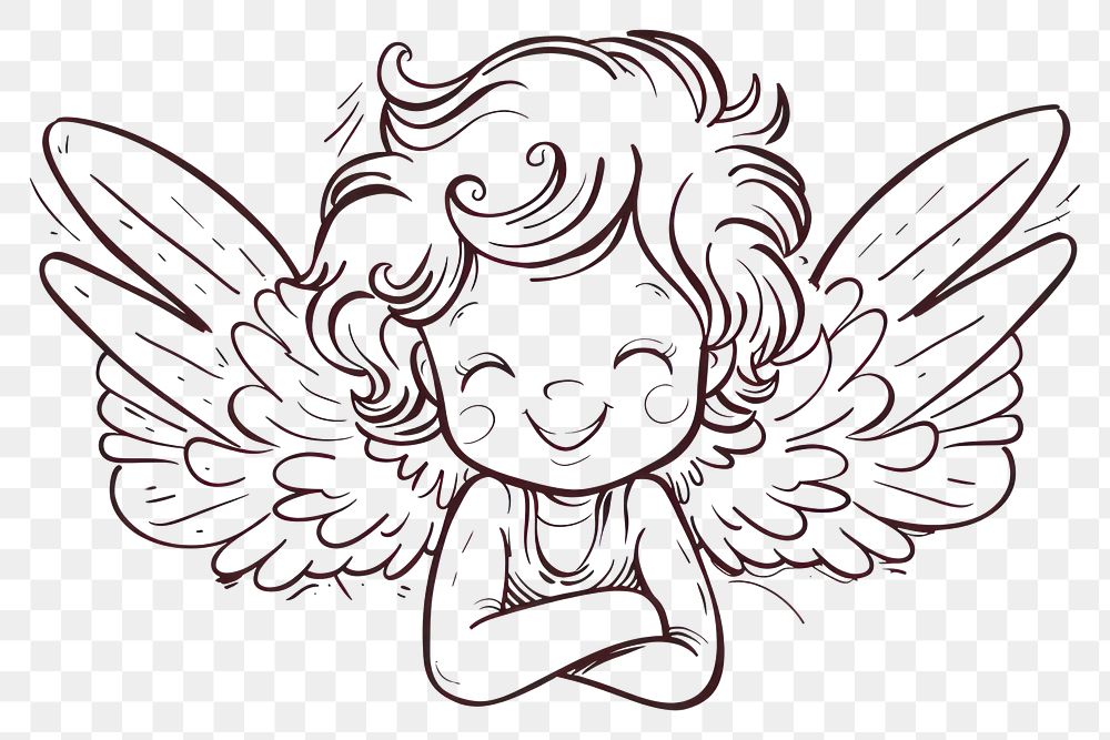 PNG Cherub doodle illustrated archangel drawing.