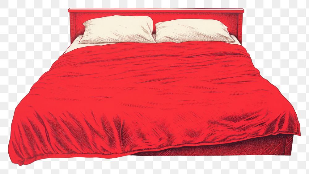PNG Bed furniture red comfortable.