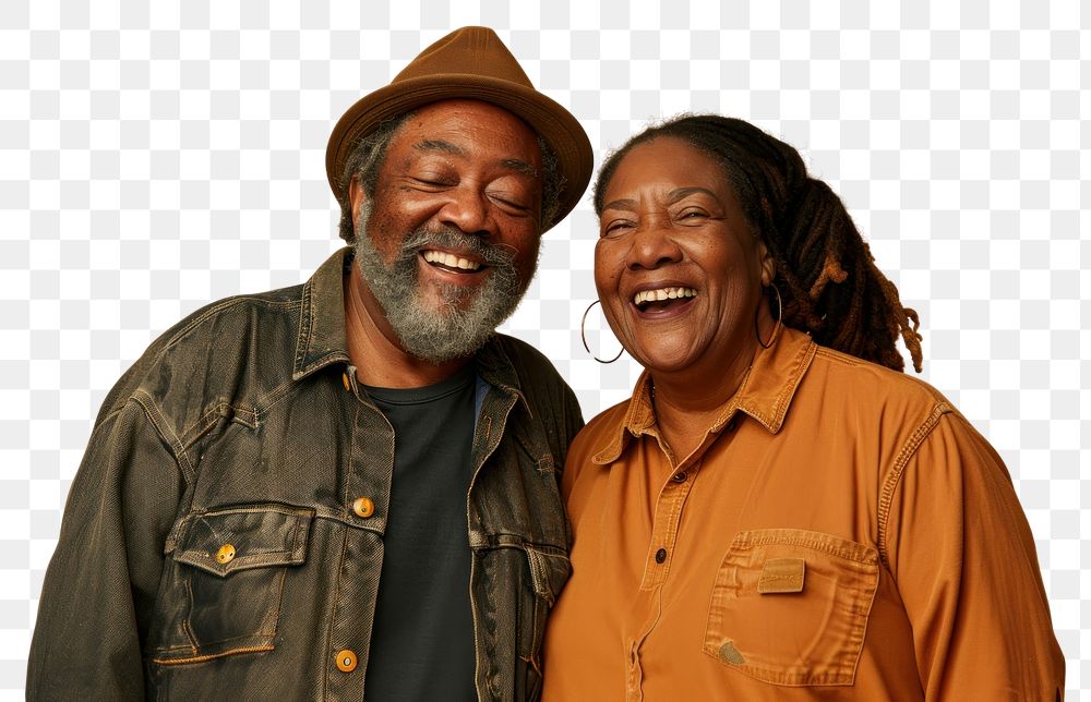 PNG Black senior couple laughing photo photography.