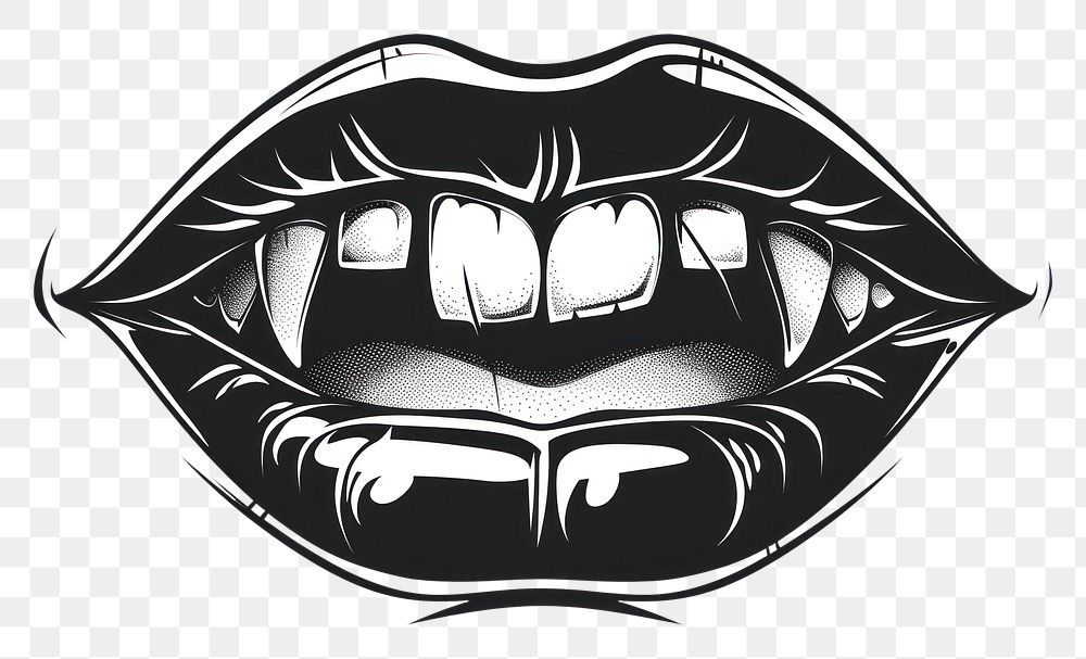 PNG Sexy vampire lip teeth with fangs drawing sketch logo.