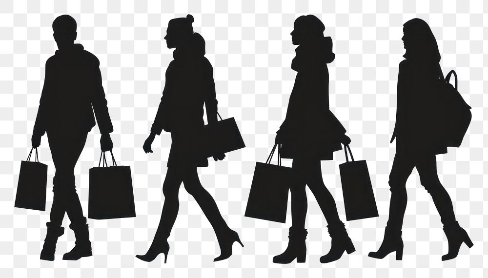 PNG Group or people shopping silhouette clip art footwear handbag walking.