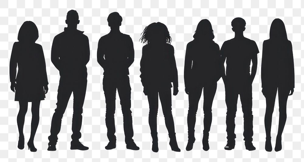 PNG Group or people silhouette clip art adult white background togetherness.