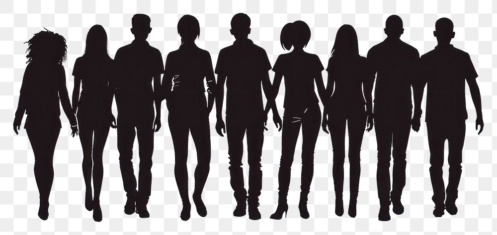 PNG People together silhouette clip art adult white background togetherness.