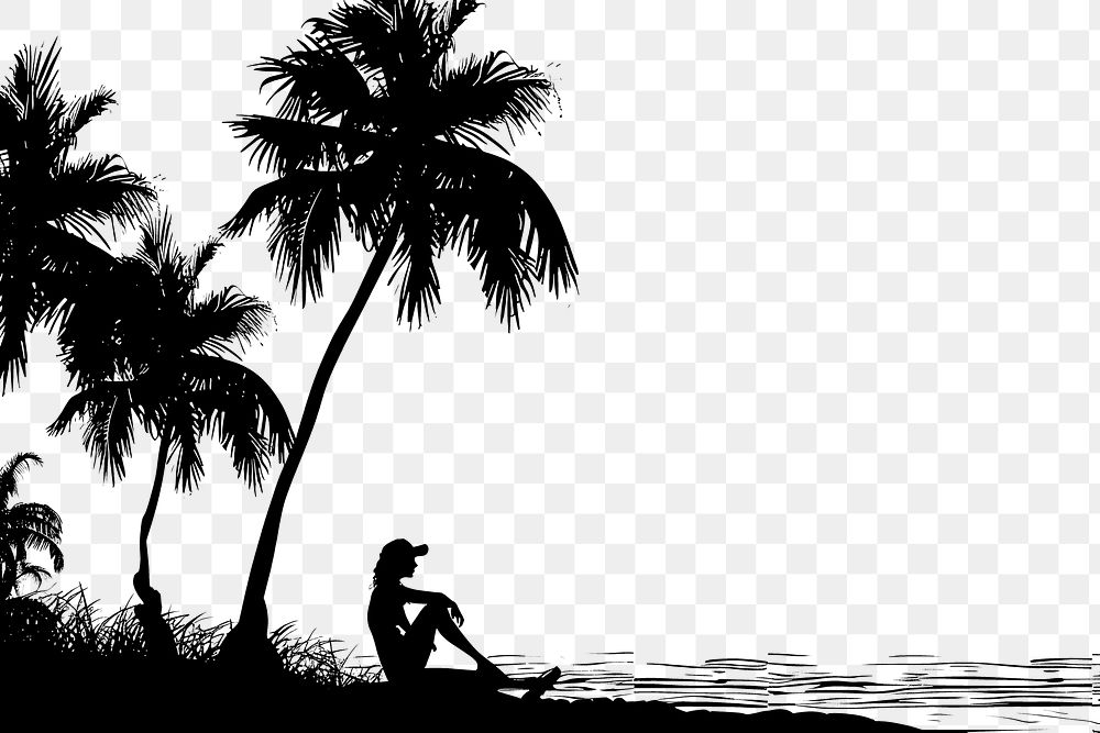 PNG Beach silhouette clip art outdoors nature plant.