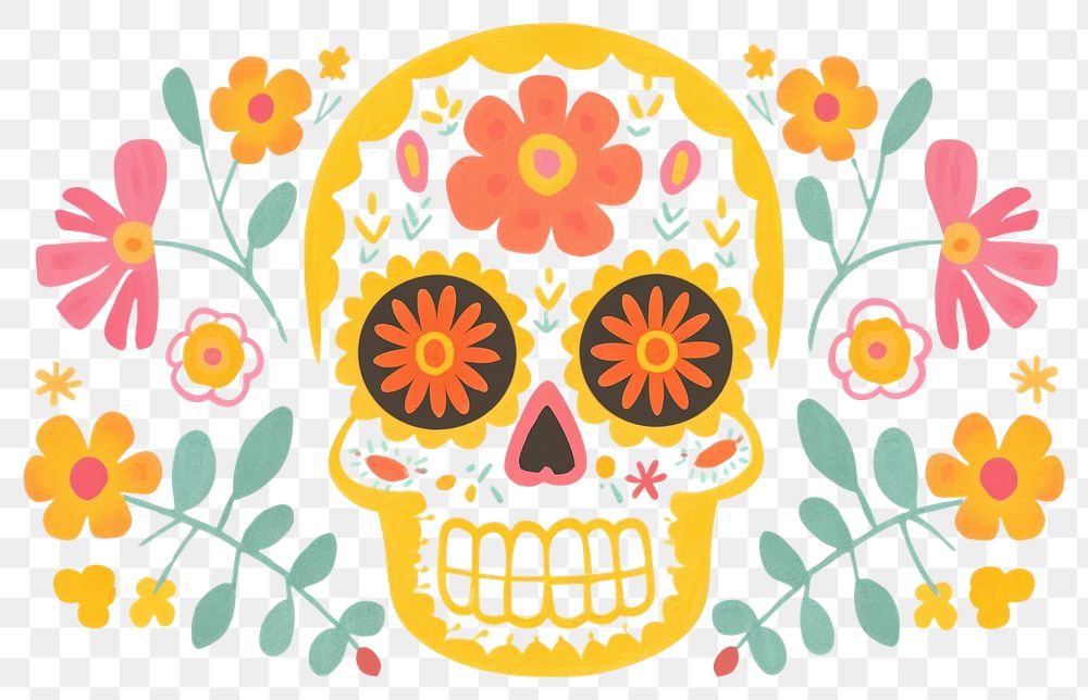 PNG Mexican sugar skull art graphics pattern.