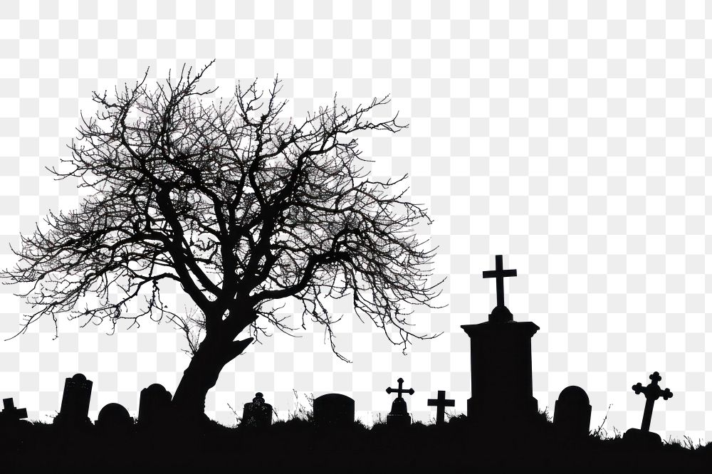 PNG Grave yard silhouette clip art tombstone outdoors cemetery