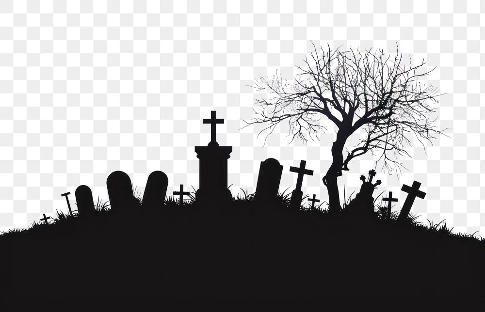 PNG Grave yard silhouette clip art tombstone cemetery outdoors